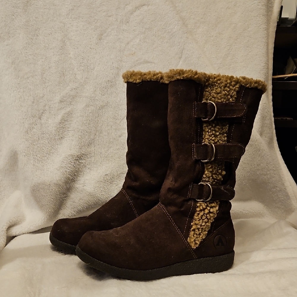 Boots, Brown Shearling-Lined Women's